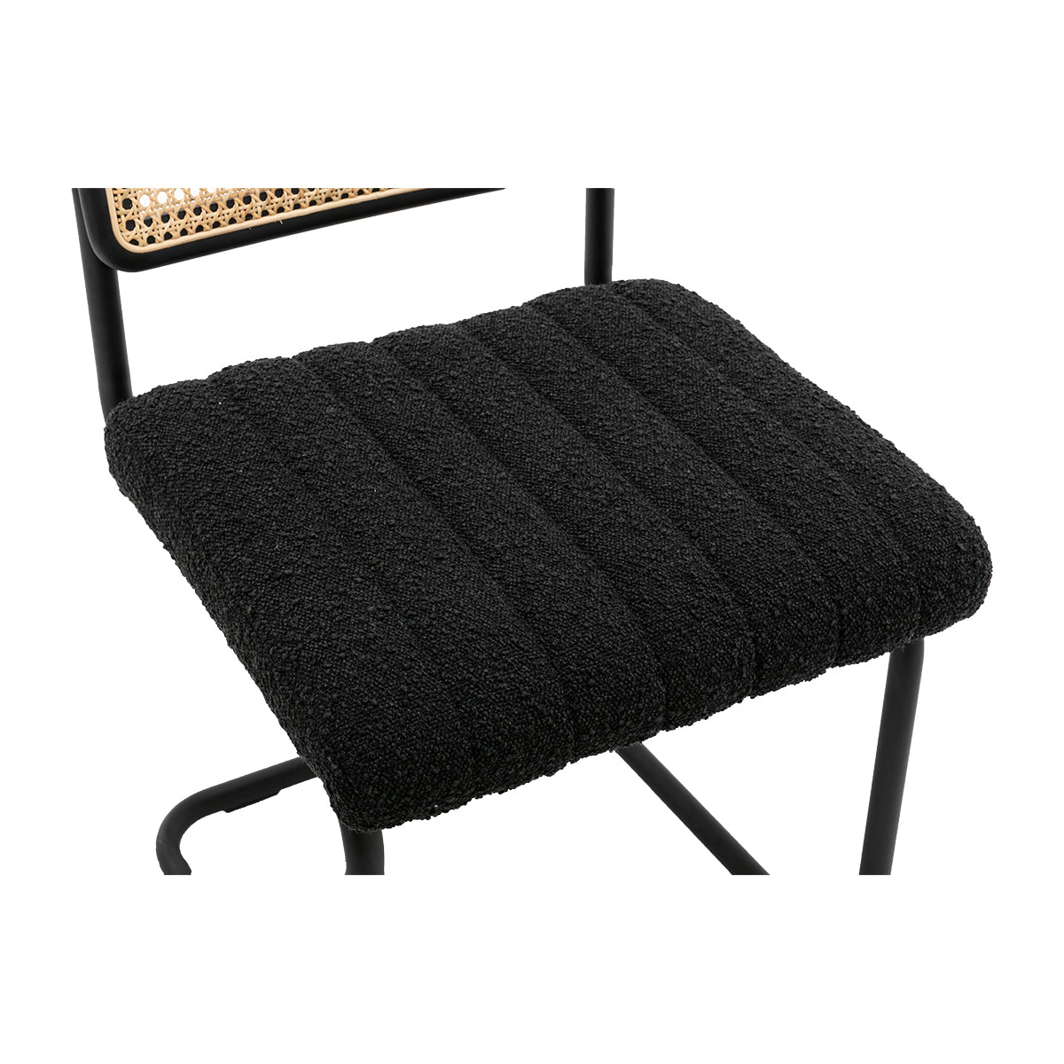 Blake Rattan Boucle Dining Chair - Modern Woven Rattan Accent Chair for Kitchen, Dining Room, or Breakfast Nook - Comfortable & Stylish Seating for Home Decor