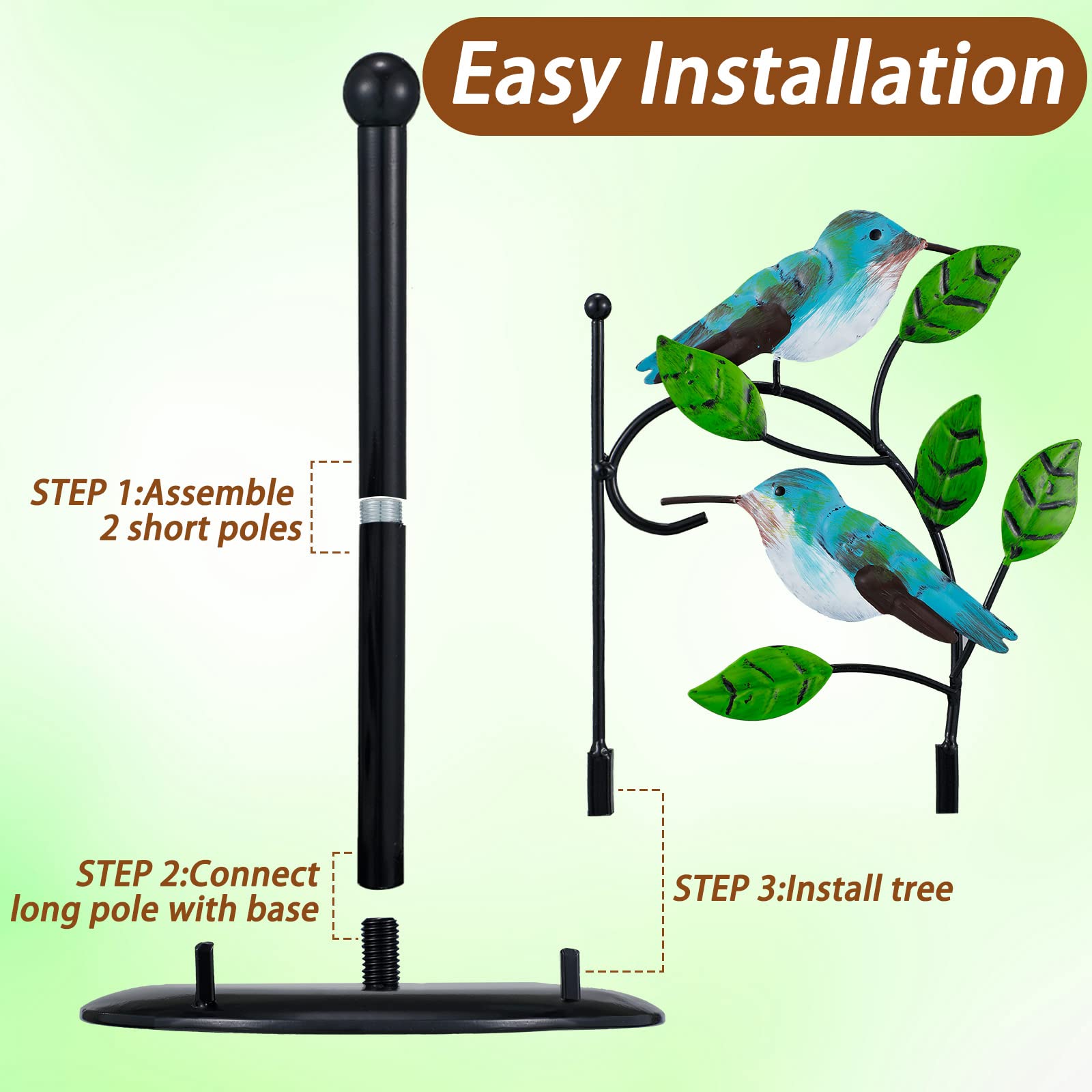 Peryiter Decorative Metal Paper Towel Holder Stand - Countertop Kitchen & Bathroom Roll Dispenser with Base for Living Room, Dining Table - Bird Design for Stylish Home Decor | Perfect for Kitchen, Bath, Office & Dining Areas