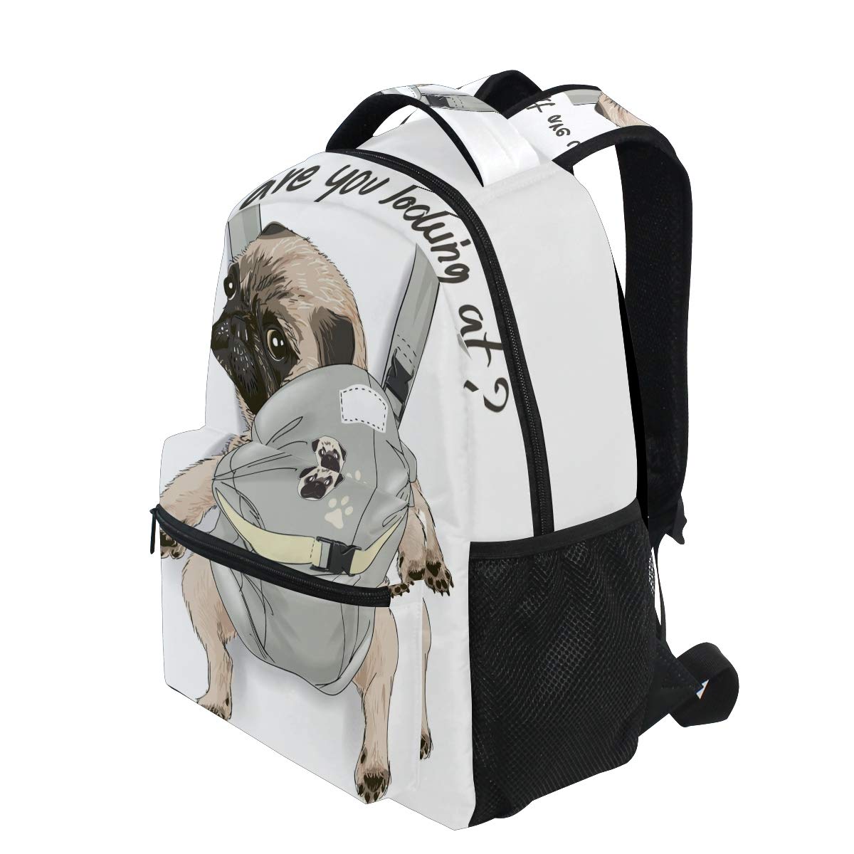 ALAZA Pug Dog Print Large Backpack for Kids - Cute Puppy Design with Funny Quote, Durable School Bag for Boys & Girls, Laptop/Tablet Compartment, Multiple Pockets - Perfect for School, Travel & Daily Use