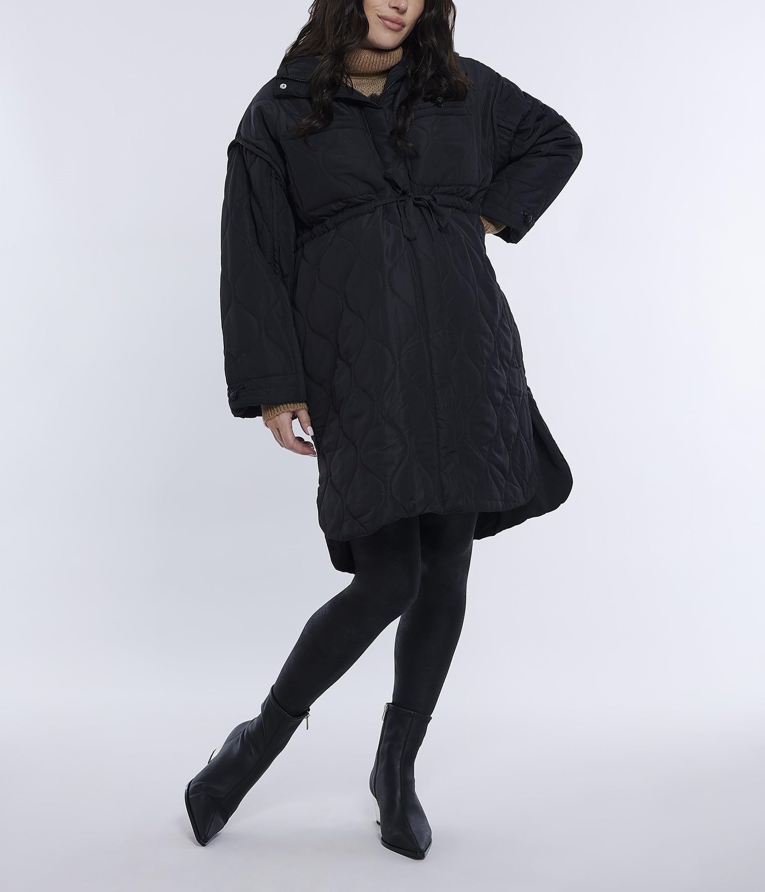 Motherhood Maternity Women's Quilted Winter Puffer Jacket for Pregnancy - Warm Maternity Coat for Cold Weather - Perfect for Outdoor Activities & Daily Wear