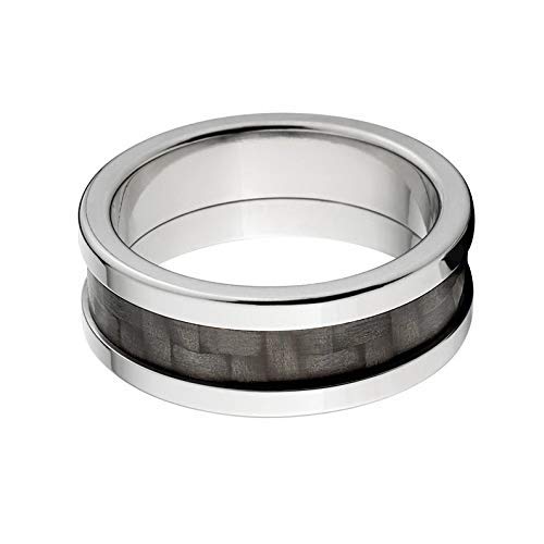 8mm Carbon Fiber Rings for Men & Women - High Polish Finish, Titanium Inlay Wedding Bands - Durable & Lightweight Carbon Fiber Ring with 8F Ti P - Perfect for Engagement, Anniversary & Everyday Wear