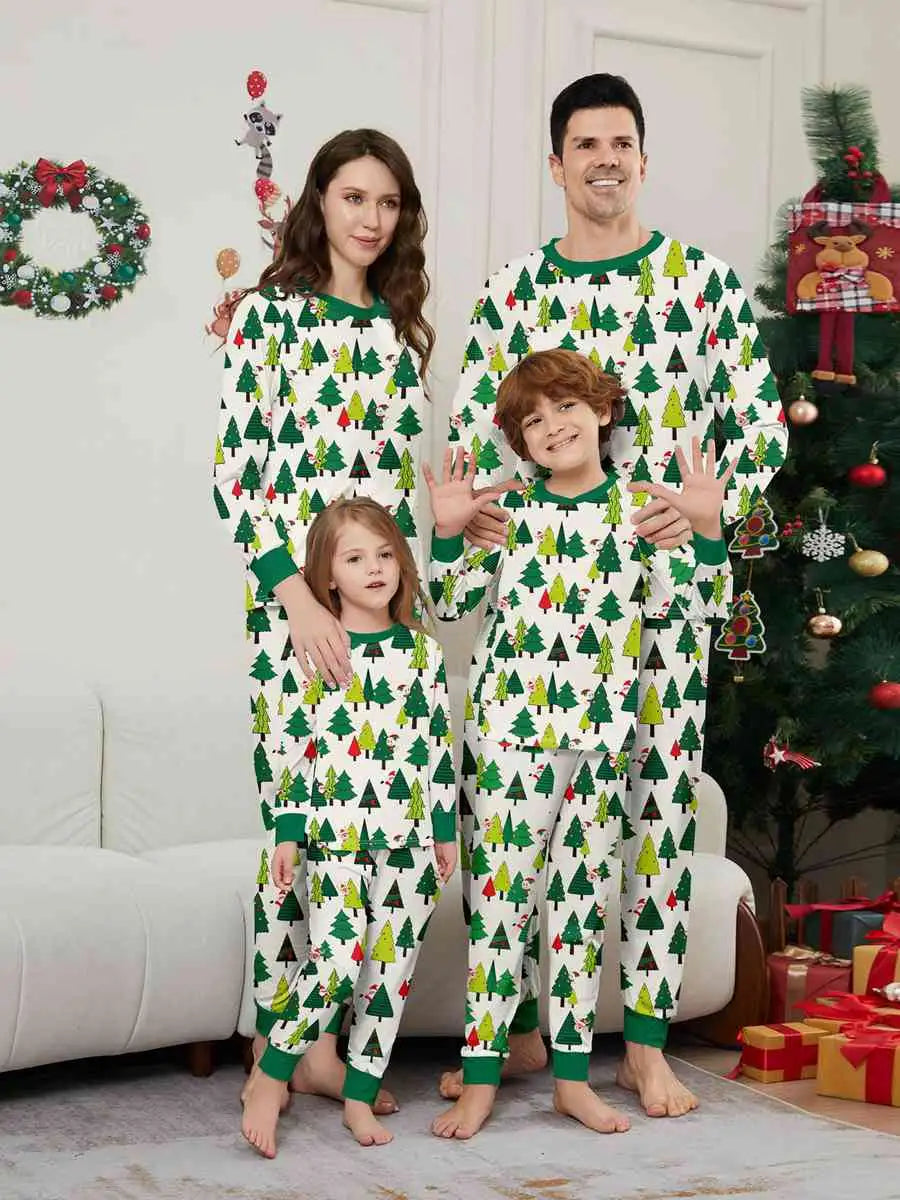 Christmas Tree Matching Family Christmas Pajamas Set - Cozy Holiday Pjs for Family Photos & Festive Gatherings