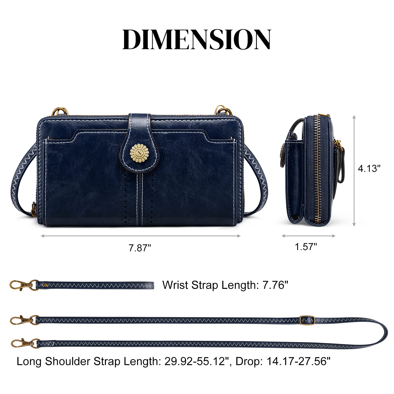 S-ZONE Vegan Leather Crossbody Bag for Women - Small RFID Blocking Phone Purse with 2 Adjustable Straps | Perfect for Everyday Use, Travel & Shopping