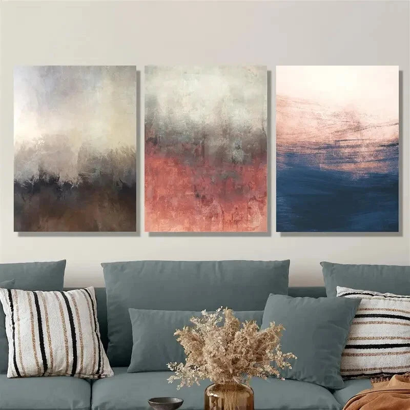 Vintage Textured Metal Wall Art Set of 3 - Ready to Hang Rustic Home Decor for Living Room, Bedroom & Office