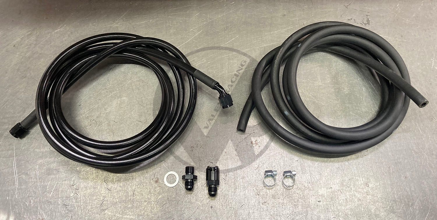 96-01 Acura Integra Black Stainless Steel Fuel Feed Line & Rubber Return Hose - Durable Replacement Part for Enhanced Performance & Fuel Efficiency