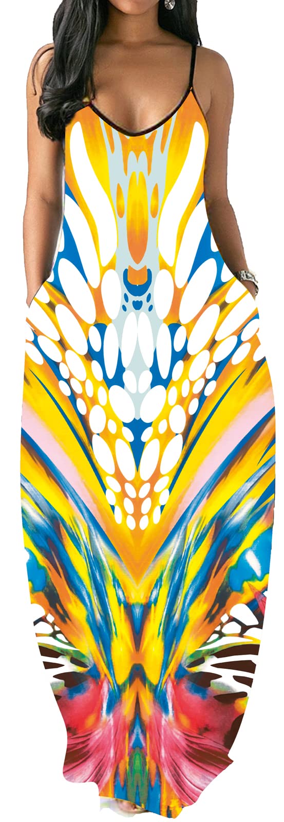 Yilisaxi Women's Plus Size Casual Sleeveless Maxi Dress with Pockets - Loose Long Summer Beach Dress for Vacation, Outdoor & Everyday Wear