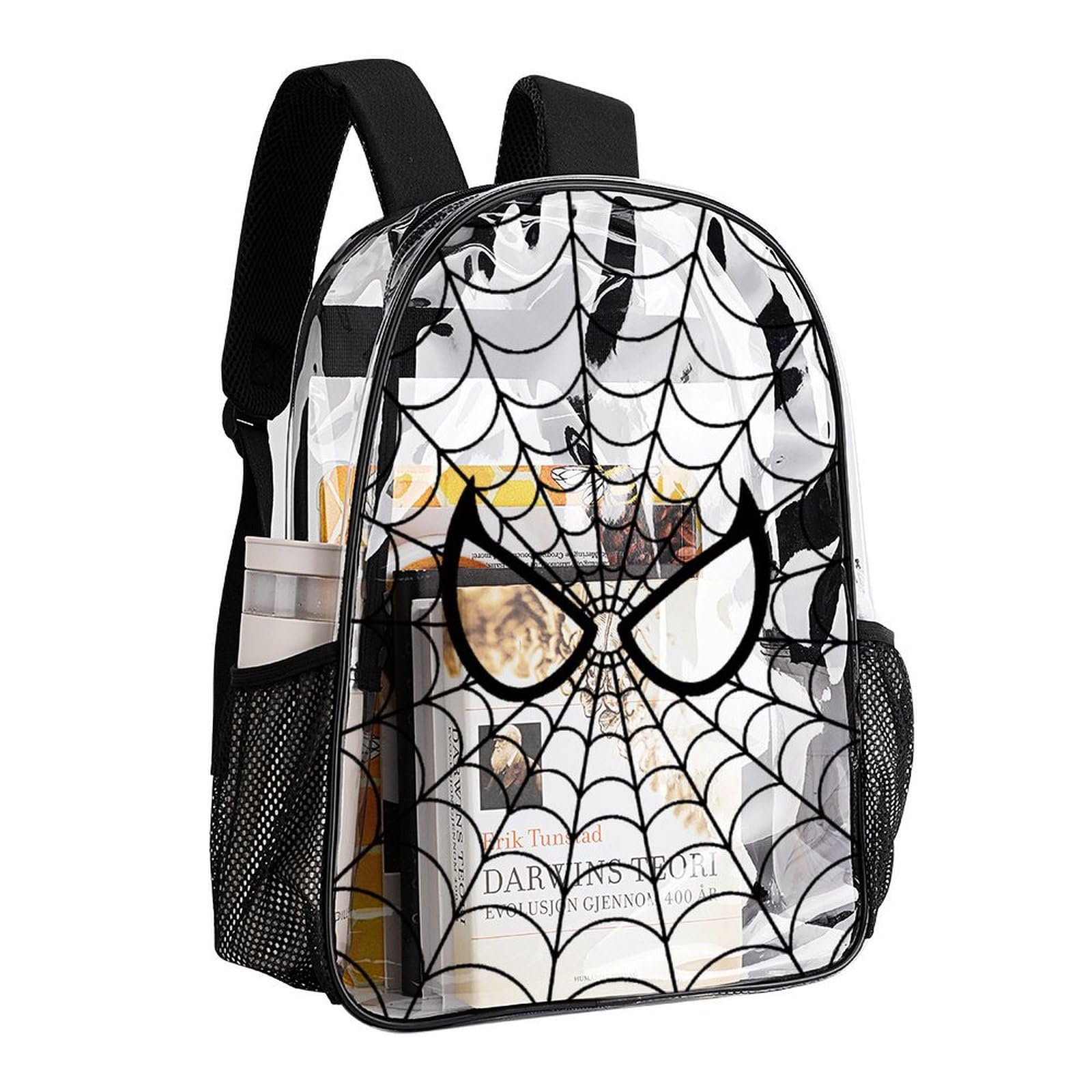 17IN Clear Backpack - See Through PVC Transparent Heavy Duty Waterproof Daypack with Reinforced Straps (Black) | Perfect for School, Travel, Concerts & Stadium Security