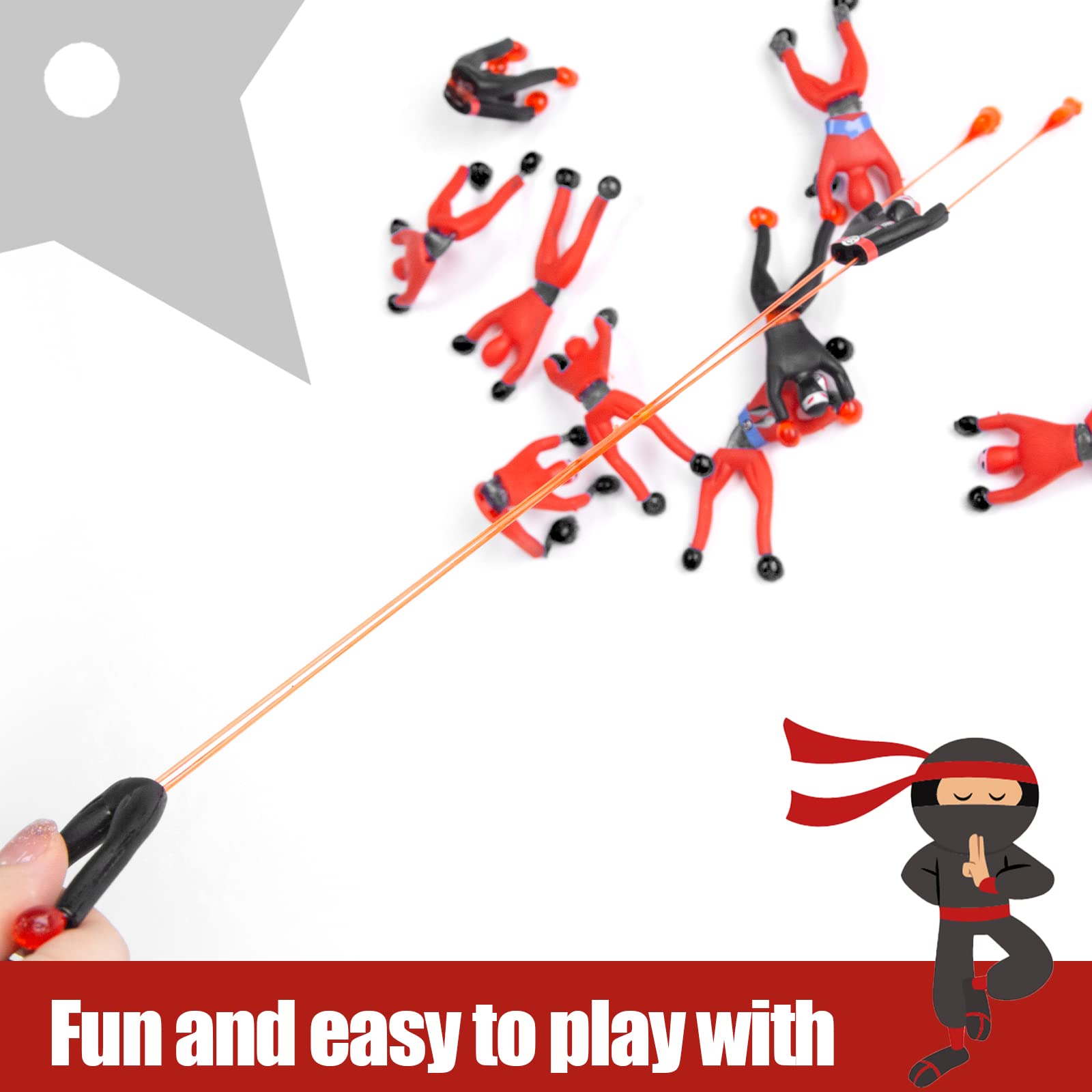 AMOR PRESENT 42PCS Sticky Ninja Climbing Toys - DIY Wall Crawlers with Stickers, Stretchy Window Climbers for Kids - Perfect for Birthday Party Favors, Classroom Rewards & Indoor Play Activities