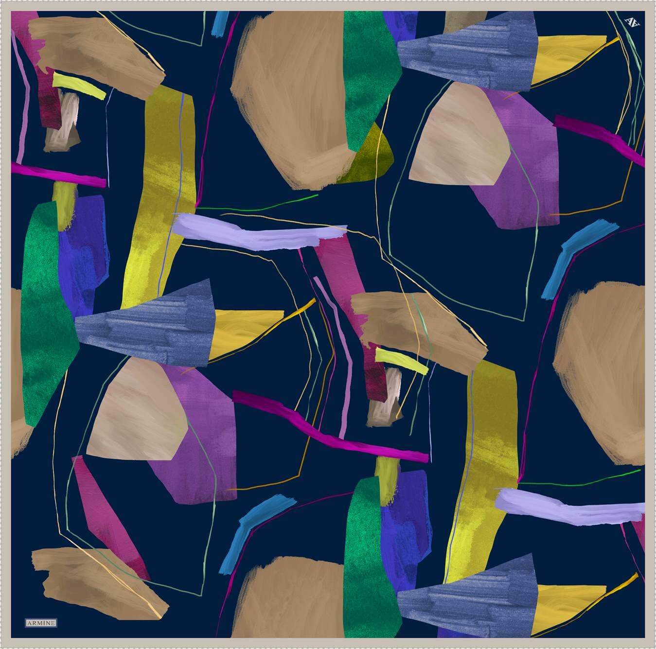 Armine Abstract Harmony Silk Scarf #80 - Elegant Fashion Accessory for Women, Perfect for Parties, Weddings & Office Wear
