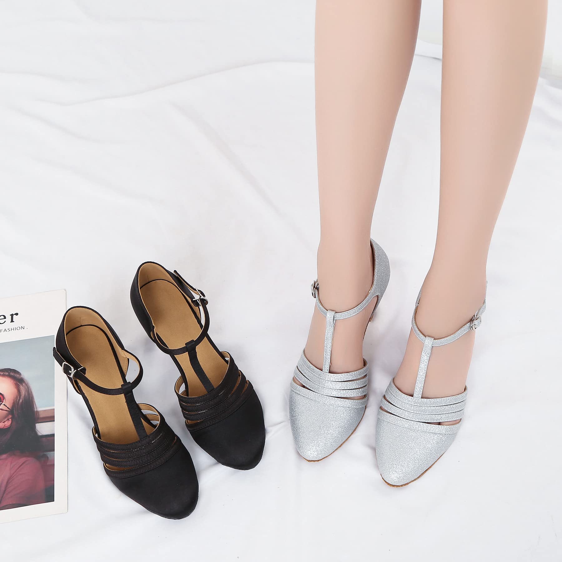 Best Women's Ballroom Dance Shoes - Closed Toe Latin Salsa Tango Dance Shoes ZB12 for Professional & Social Dancing