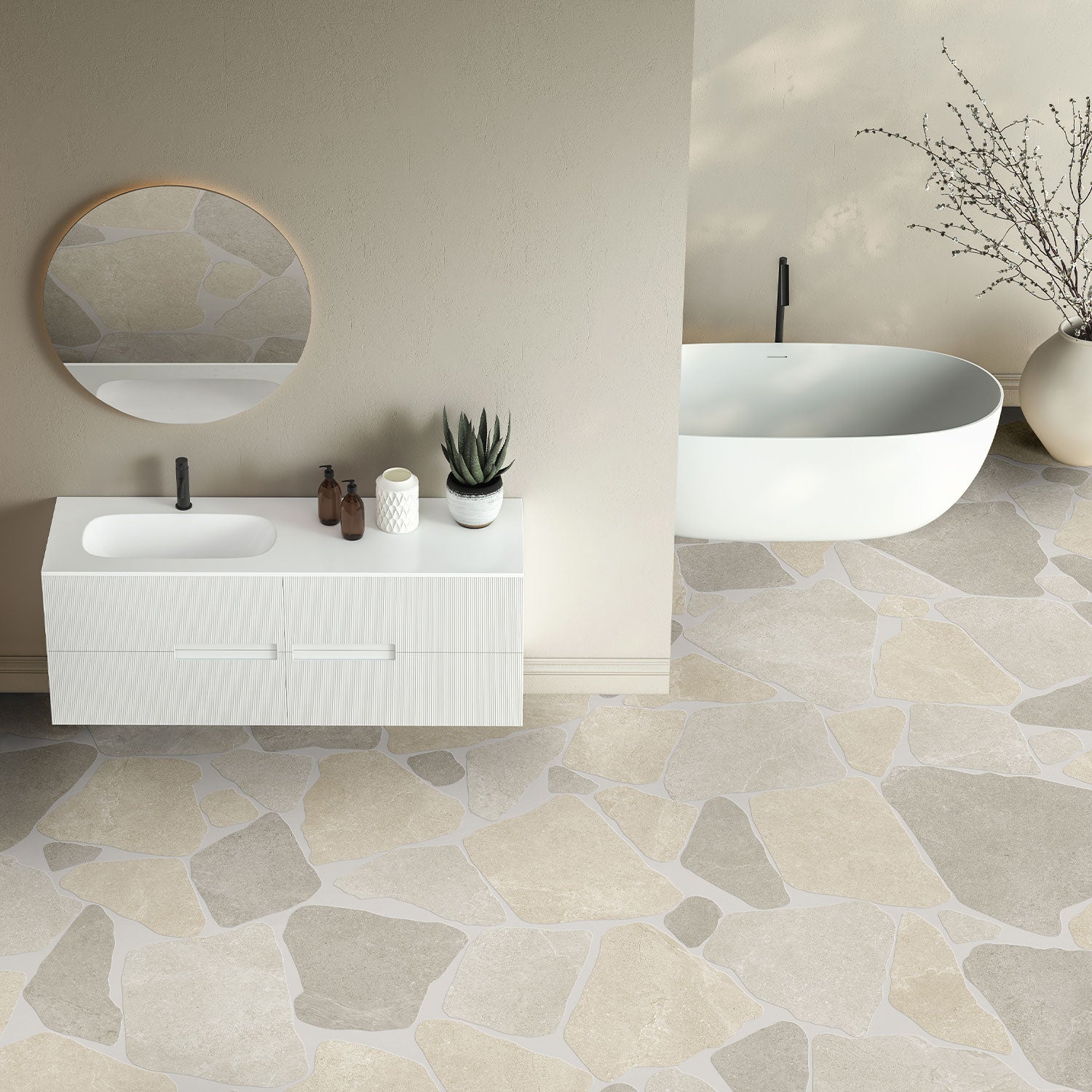 Noosa Rock Stone Look Crazy Paving Floor and Wall Cladding Tile - Natural Stone Effect for Indoor/Outdoor Decoration - Perfect for Patios, Gardens & Backsplashes