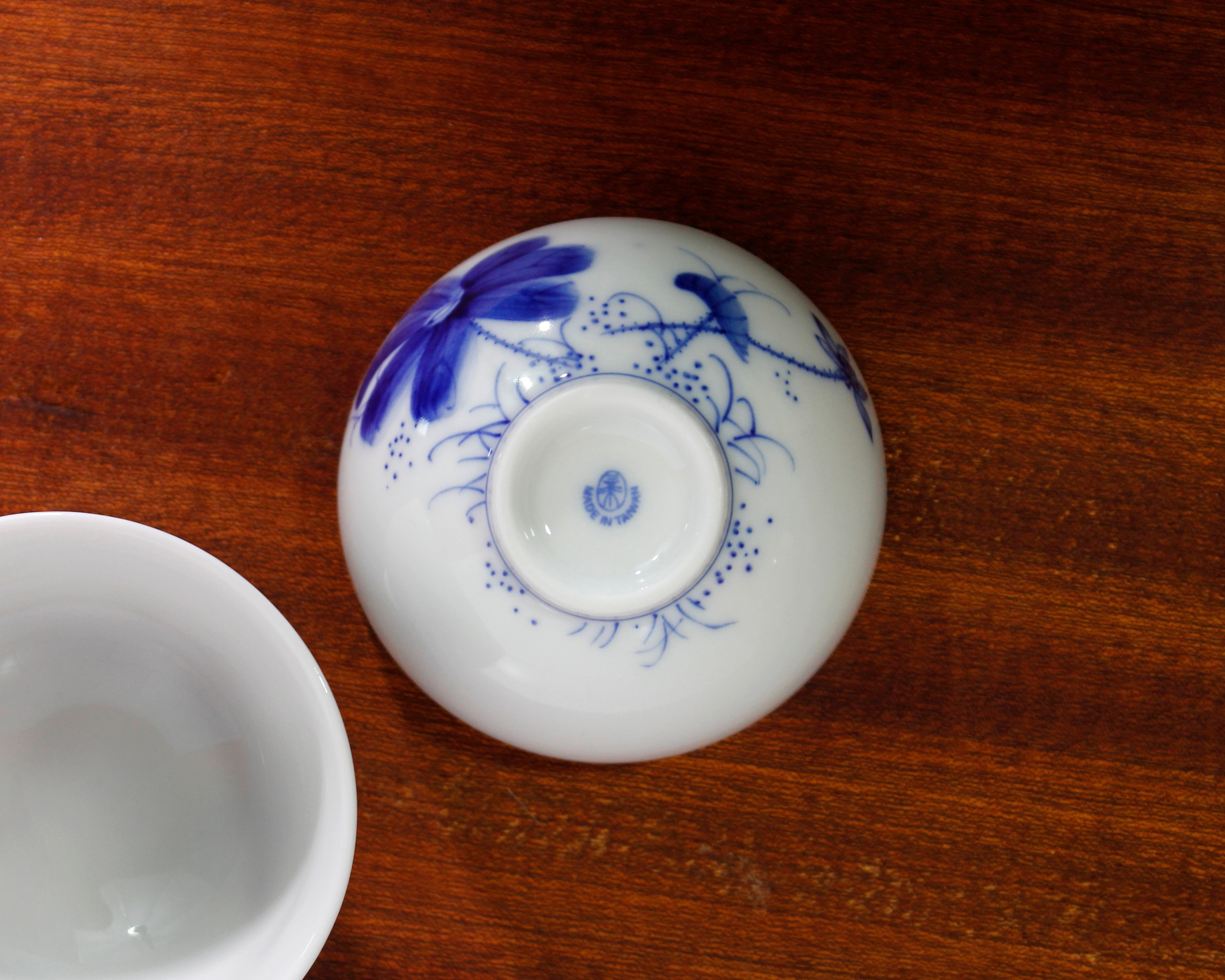 Blue Ceramic Flower Tea Cups Set of 2 - 2 oz Small Espresso Cups with Floral Design - Perfect for Tea, Coffee, Dessert & Home Decor