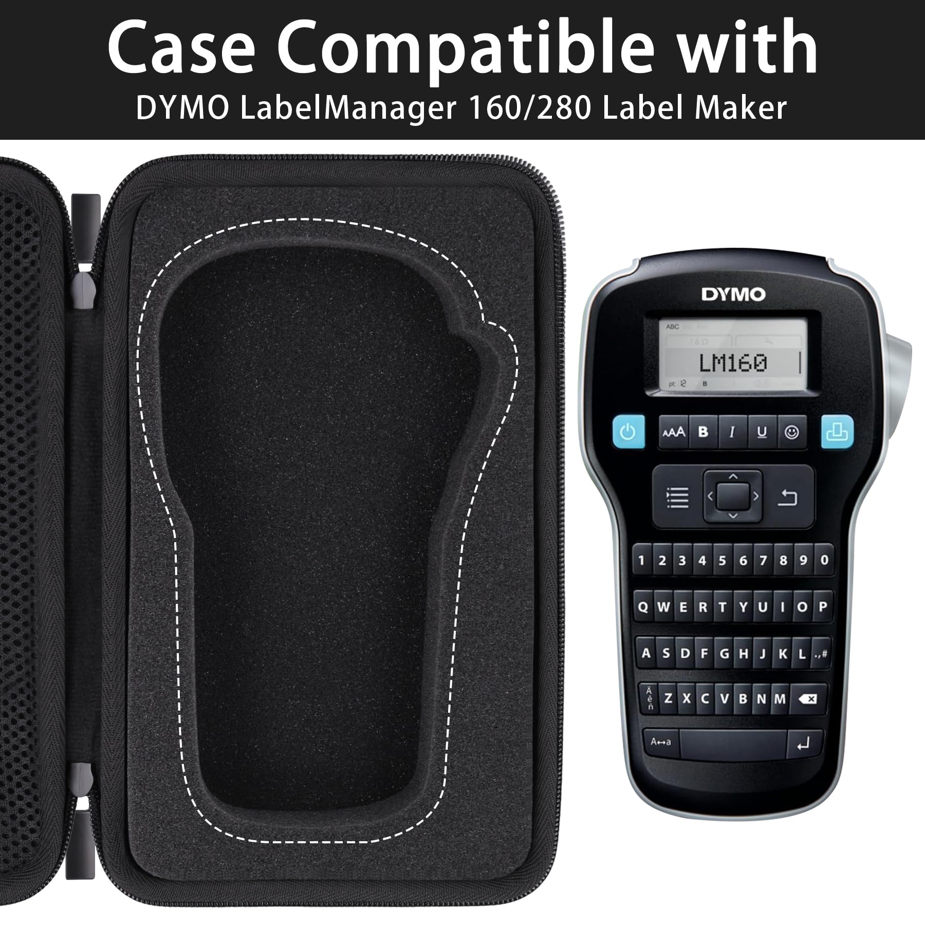 CO2CREA Hard Protective Case for DYMO LabelManager 160 & 280 - Durable Replacement Cover for Portable Label Makers - Perfect for Office, Warehouse & Home Organization