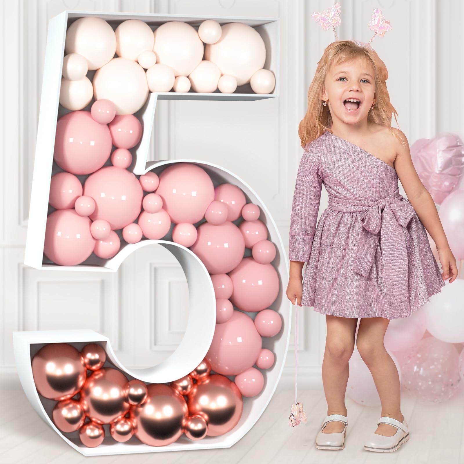 Imprsv 3FT Mosaic Numbers for Balloons - Marquee Number Frame for Birthday & Anniversary Decor (5,15,25,50) - Perfect for 50th Wedding Anniversaries, Milestone Birthdays & Party Backdrops