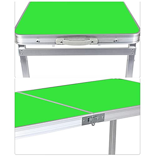 Foldable Card Table with 4 Chairs - Portable Camping Table Set with Carry Handle - Lightweight Aluminum Adjustable Height Outdoor Dining Table - Perfect for Beach, BBQ, Picnic, Cooking, Festival & Office Use (Green)