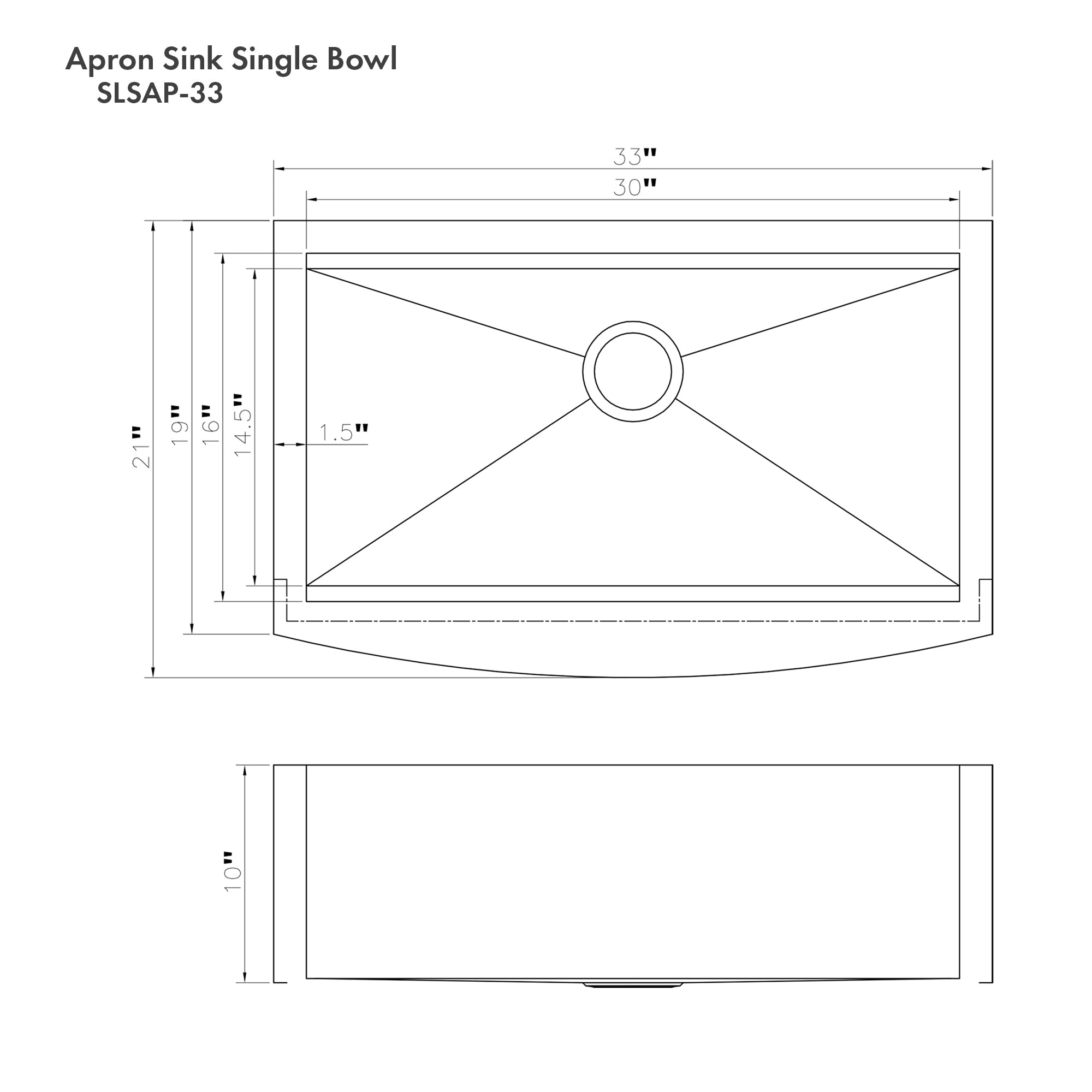 ZLINE Moritz 33-inch Farmhouse Apron Front Stainless Steel Kitchen Sink - Single Bowl Design with Bottom Grid & Accessories (SLSAP 33) - Perfect for Rustic & Modern Farmhouse Kitchens, Renovations & DIY Projects