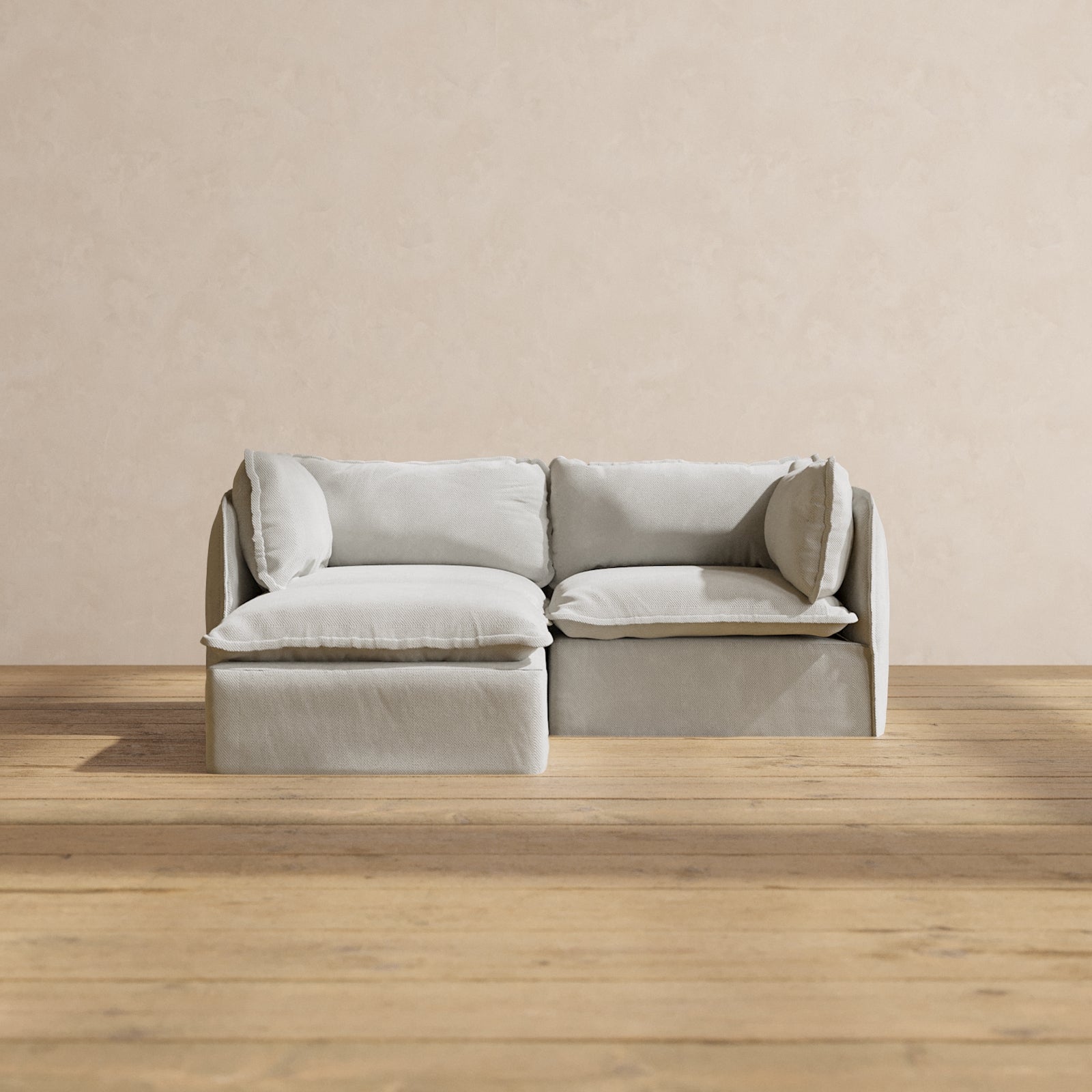 Modular Performance 2-Seater Sectional Sofa in Cloud Color | Soft Blend Fabric | Perfect for Small Living Rooms & Apartments