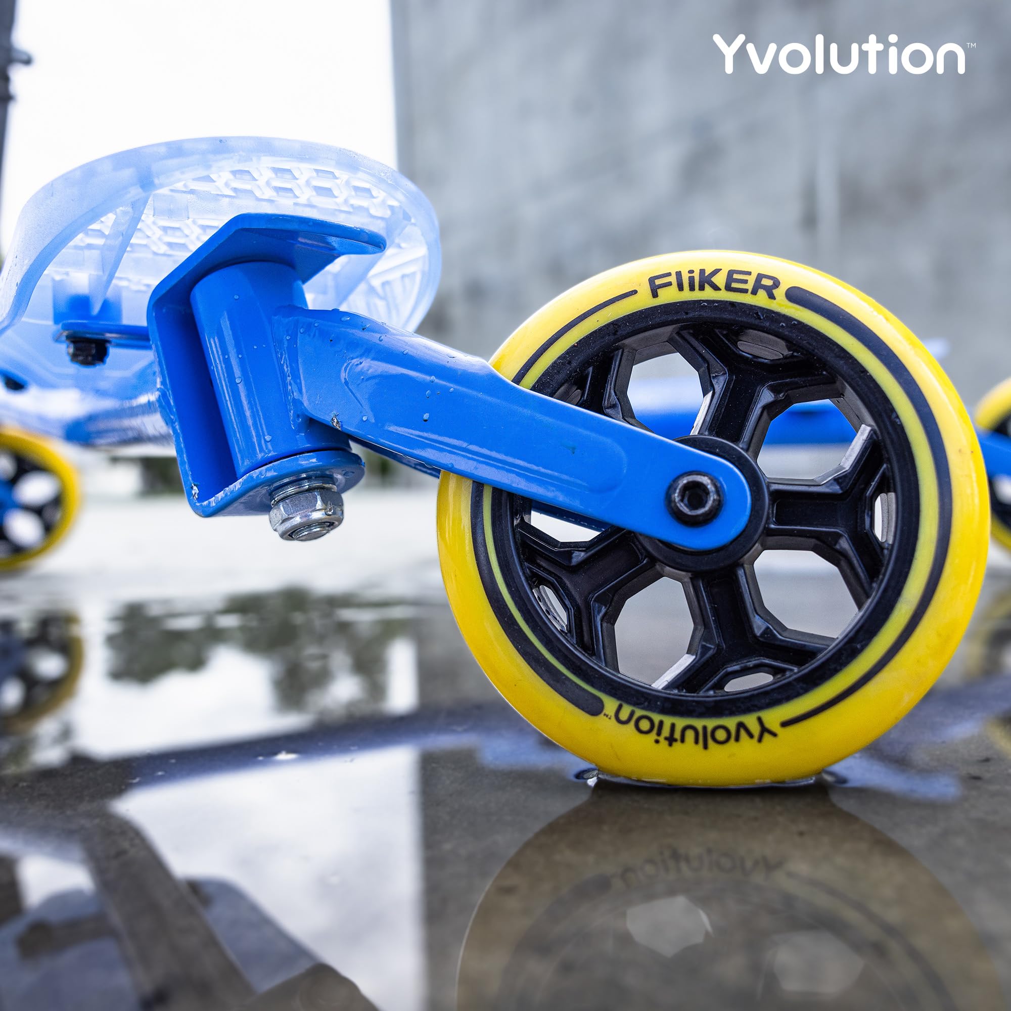 Yvolution Fliker A3 Drift Scooter - 3 Wheel Wiggle Scooter for Kids Ages 7+, Foldable Design with Handbrake & Caster Wheels, Supports Up to 175lbs - Perfect for Outdoor Fun, Commuting & Neighborhood Rides for Boys & Girls
