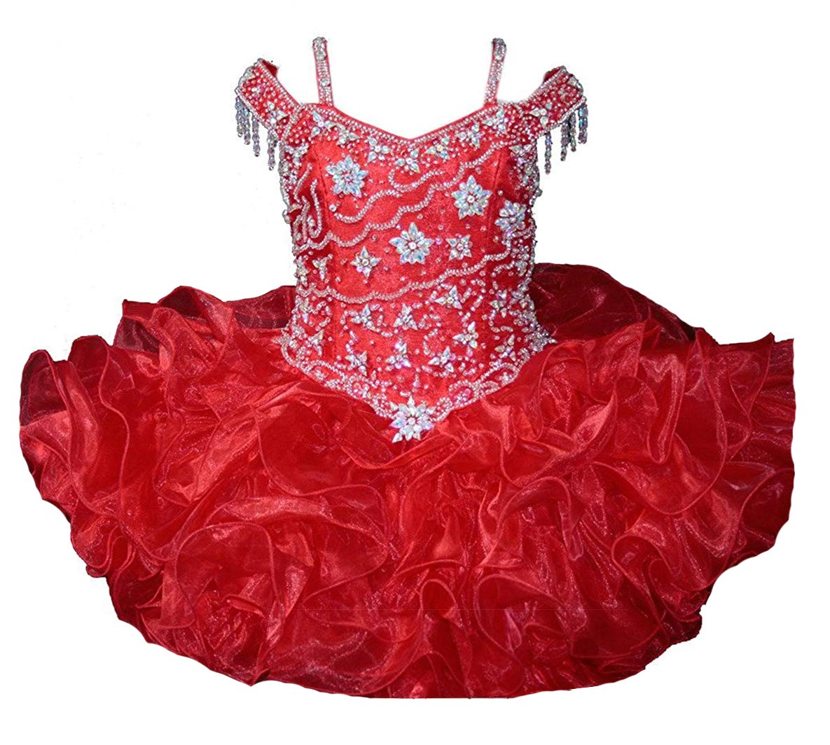 Junguan Baby Girls Off Shoulder Cupcake Pageant Dress - Short Glitter Tutu Dress for Infant Birthday Party, Photo Shoot, Pageant & Special Occasions ST004