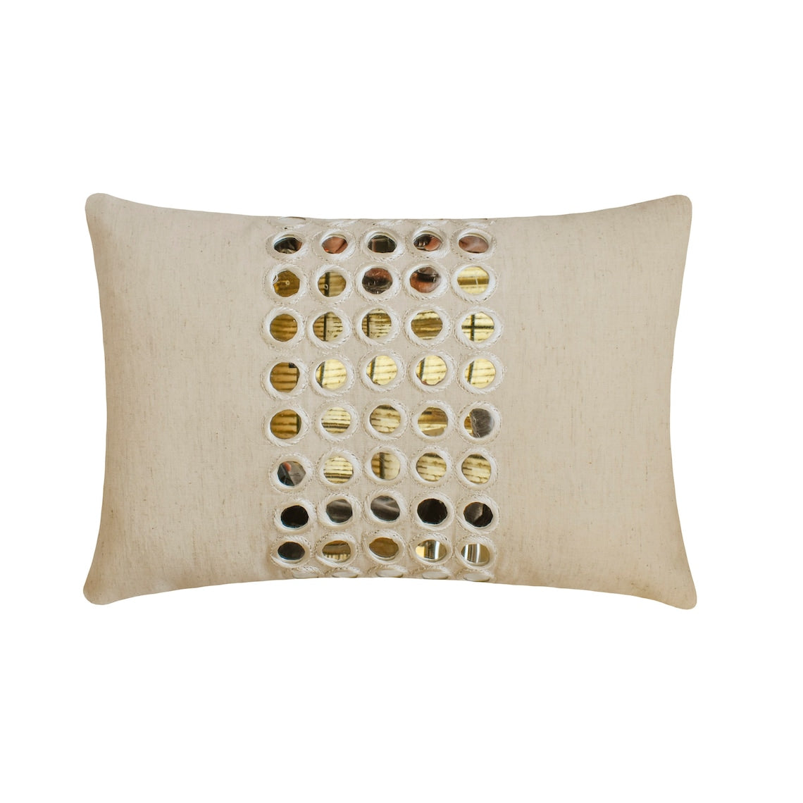Aaina Beige Linen Lumbar Pillow Cover - 18x12 Inches - Washable Decorative Throw Pillow Case for Sofa, Bed & Home Decor - Boho Chic Living Room & Bedroom Accent
