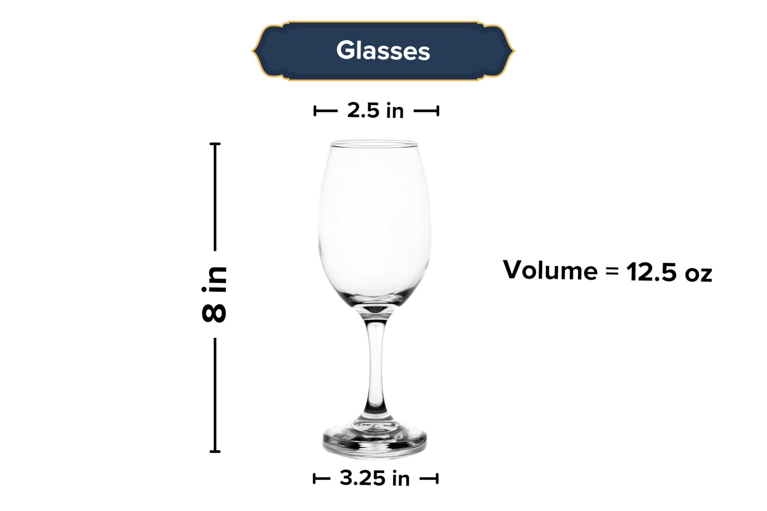 Premium 12-Piece Wine Glass Set - 12.5 oz Crystal Clear Stemmed Goblets for Red Wine, Cocktails & Champagne - Elegant Drinkware for Parties, Weddings & Home Entertaining
