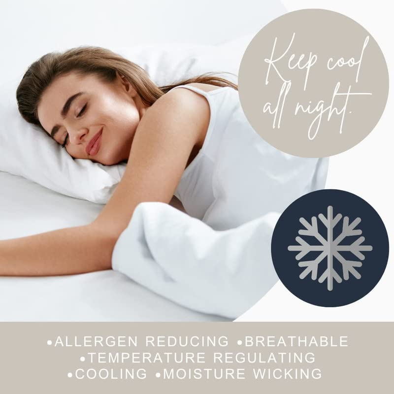 Premium 100% Tencel Lyocell California King Sheet Set - 4 Piece Deep Pocket Cooling Bed Sheets for Hot Sleepers | Ultra Soft Sateen Weave, Breathable & Moisture Wicking - Perfect for Summer Nights & Temperature Regulation (White)