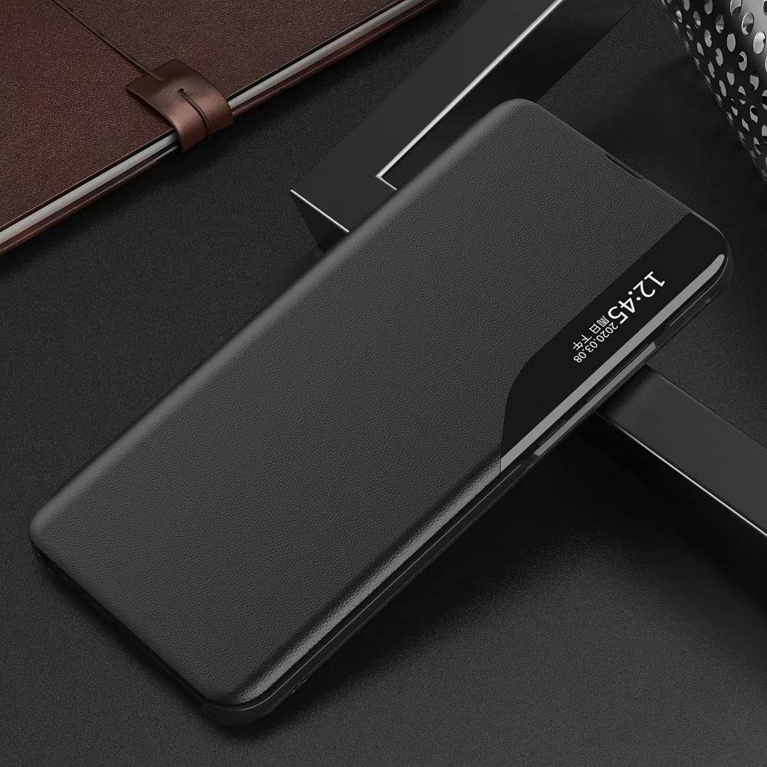 Shockproof TPU Ultra Slim Case for Samsung Galaxy S24 Ultra with Side Smart Display Window - Black | Protective Phone Cover for Daily Use, Travel & Outdoor Activities
