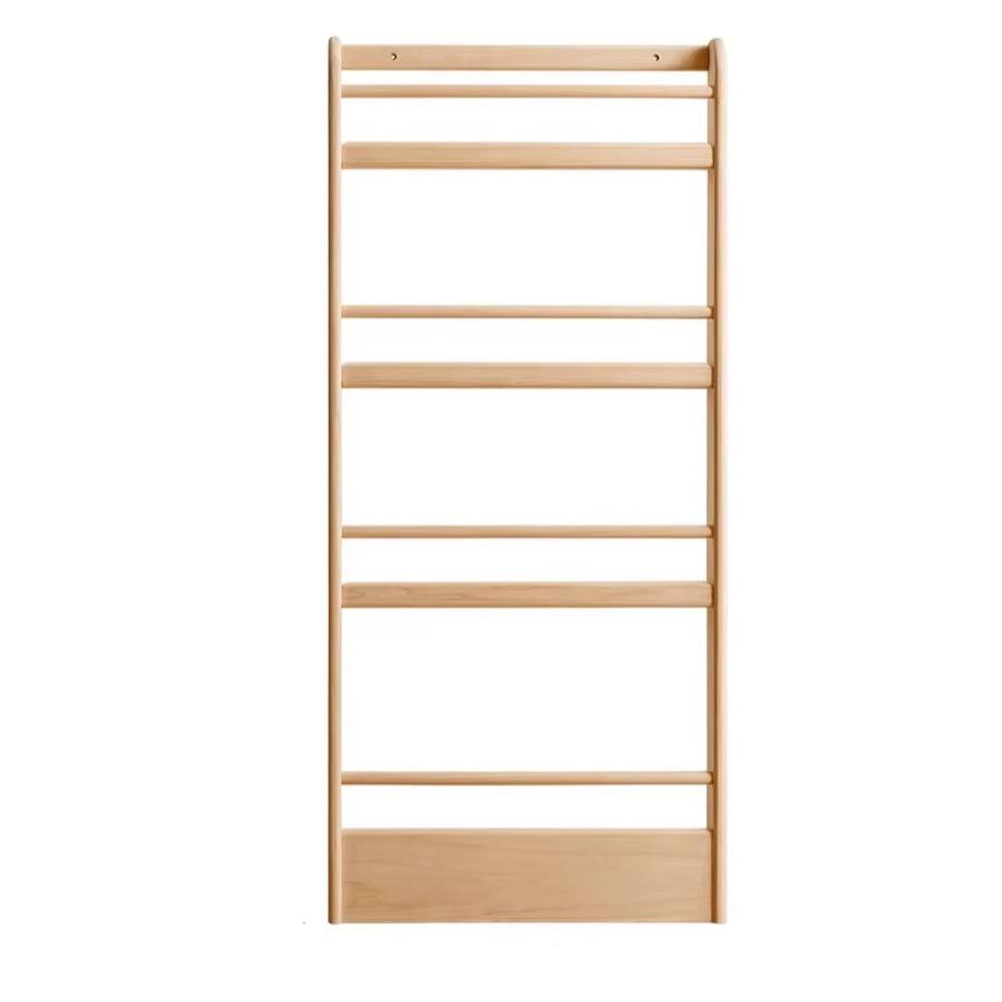 Popar Solid Wood Wall Mounted Bookshelf - Kids Book Storage Organizer for Nursery, Playroom & Classroom - Perfect for Children's Books, Toys & Decor