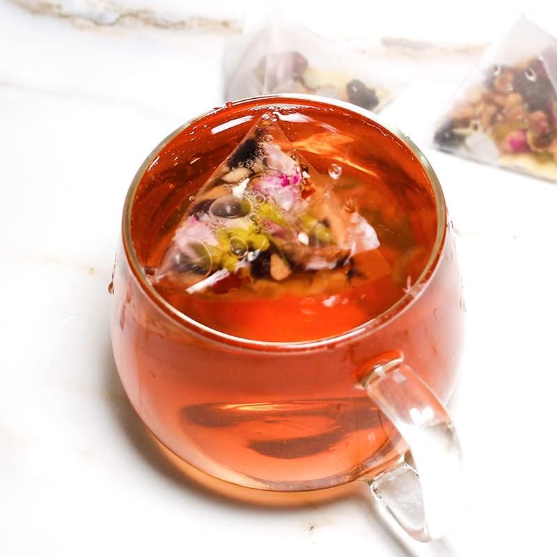 Organic Mulberry Rose Tea 8.81oz (250g) - Herbal Flower Tea Bags with Rose, Mulberry & Tuckahoe - Antioxidant Rich, Caffeine-Free - Perfect for Relaxation, Detox & Skin Care