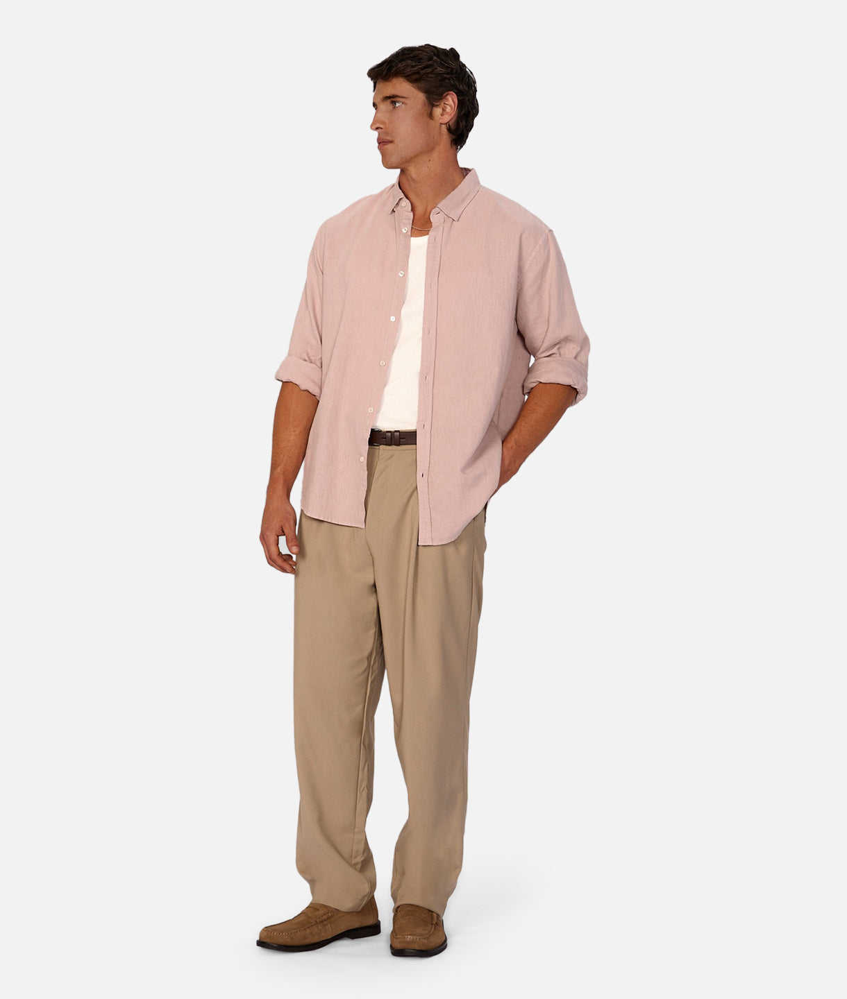 The Tennyson Linen Long Sleeve Shirt in Blush Pink - Breathable & Stylish Casual Wear for Women | Perfect for Office, Date Night & Summer Outfits