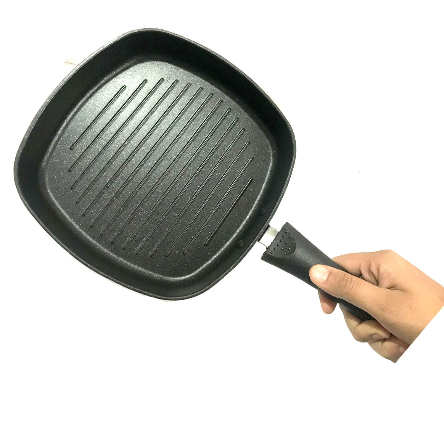 Nonstick 9-Inch Square Grill Pan for Gas Stove - Perfect for Grilling Steak, Fish, Vegetables & More - Indoor/Outdoor Use - Ideal for BBQ, Camping & Home Cooking