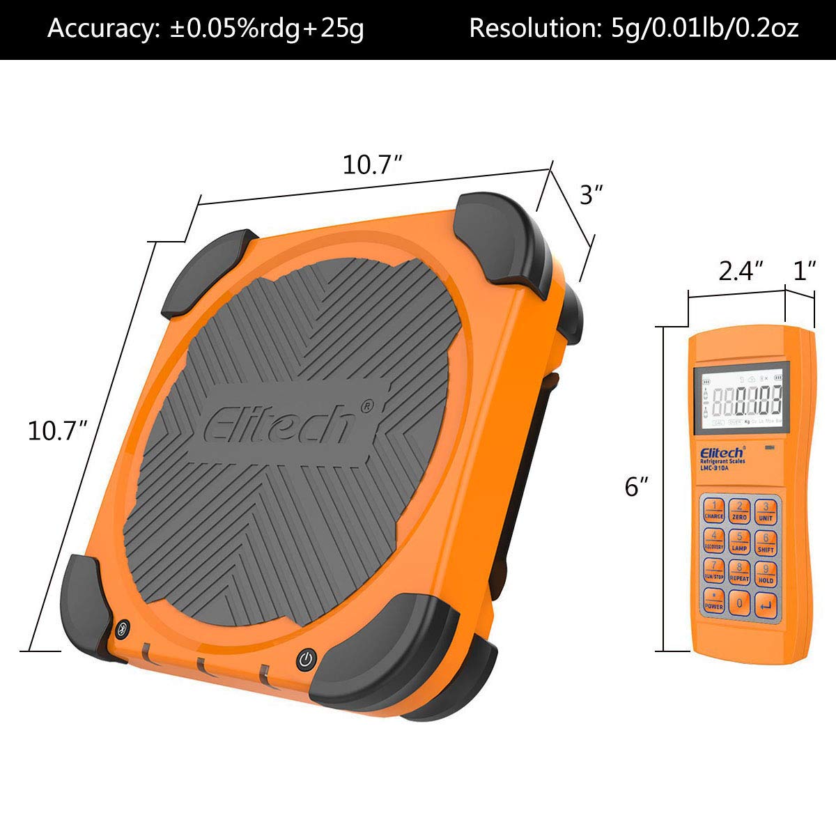 Elitech LMC-310A Wireless HVAC Refrigerant Scale - 330lbs Digital Freon Weighing Device with Remote Control & Auto Open/Stop Charging Valve | Perfect for AC Repair, Refrigerant Recovery & HVAC Maintenance