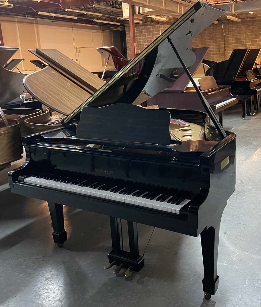 1987 Schumann 5'9 G82 Grand Piano - Polished Ebony Finish with Serial Number 8701180 | Perfect for Concert Halls, Music Studios & Luxury Home Decor
