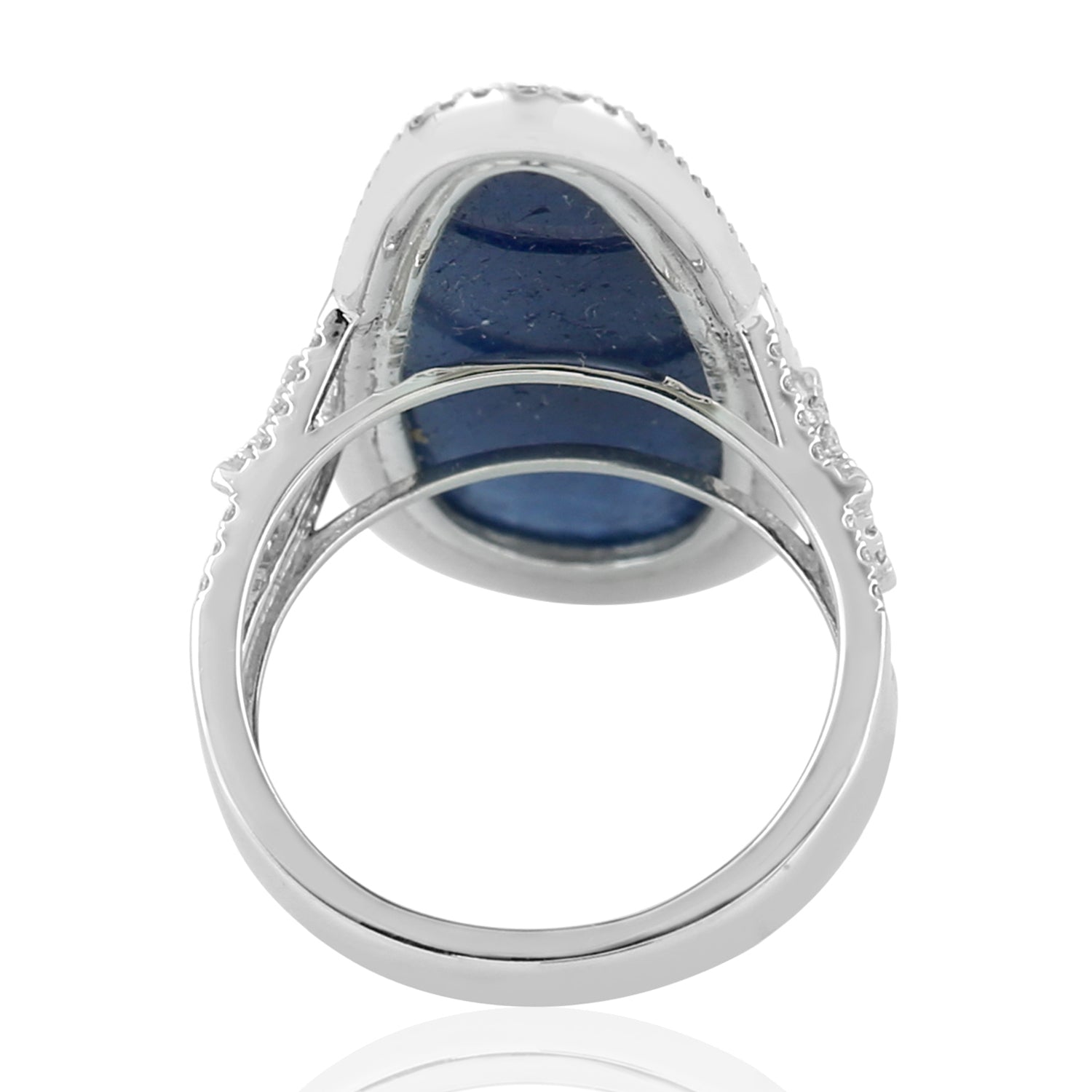 Blue Sapphire September Birthstone Ring for Women - 18K White Gold Egg Cut Gemstone Jewelry - Perfect Gift for Anniversary, Birthday & Special Occasions