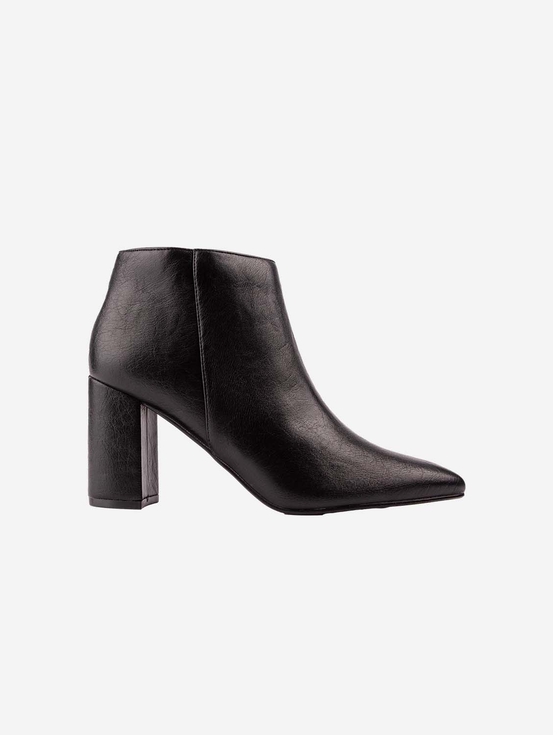 Vegan Leather Heeled Ankle Boots for Women - Black | Stylish & Comfortable Fall & Winter Fashion Booties for Work, Party & Casual Outfits
