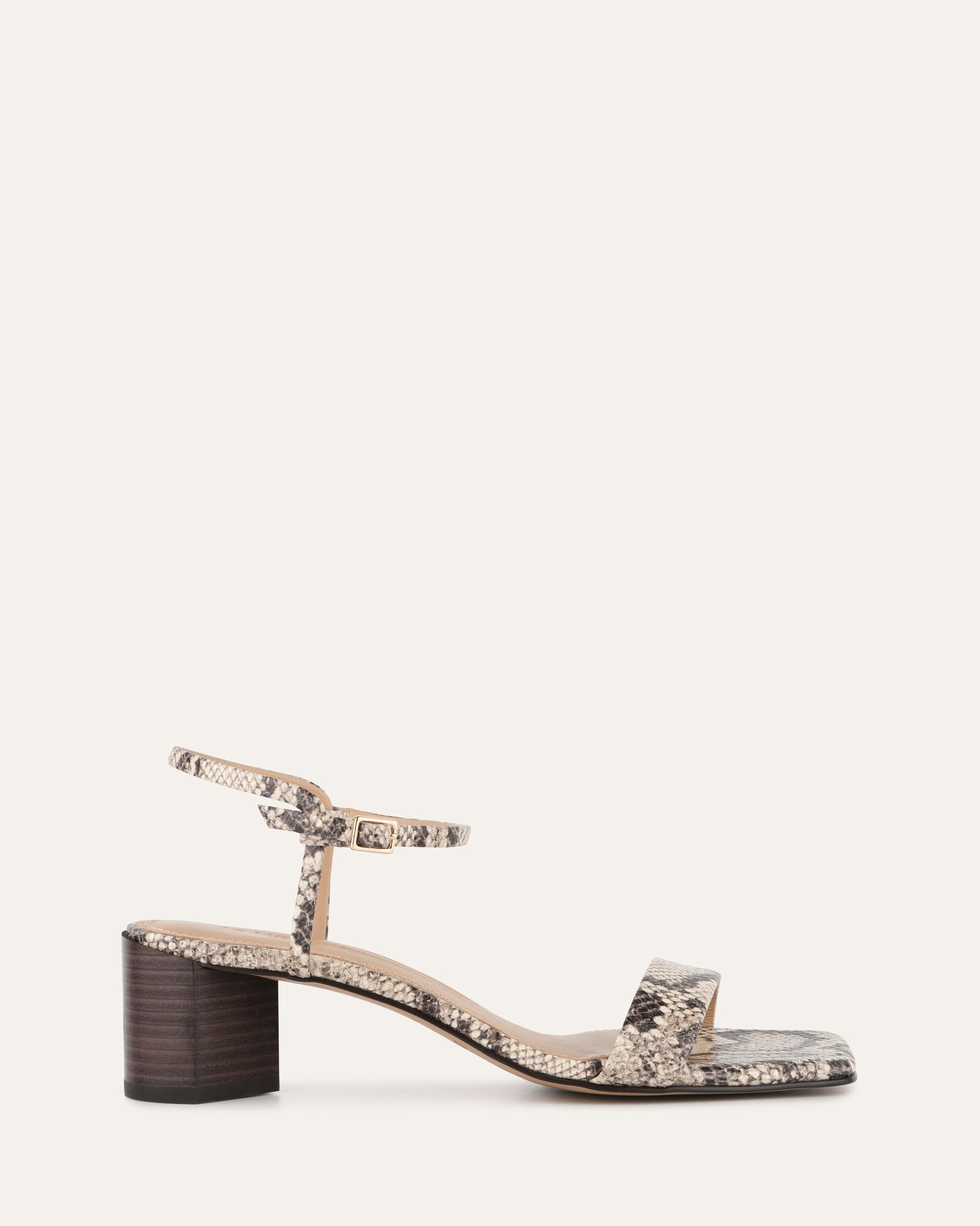 HELEN MID SANDALS - Women's Natural Snake Print Leather Sandals for Summer, Beach & Casual Outings