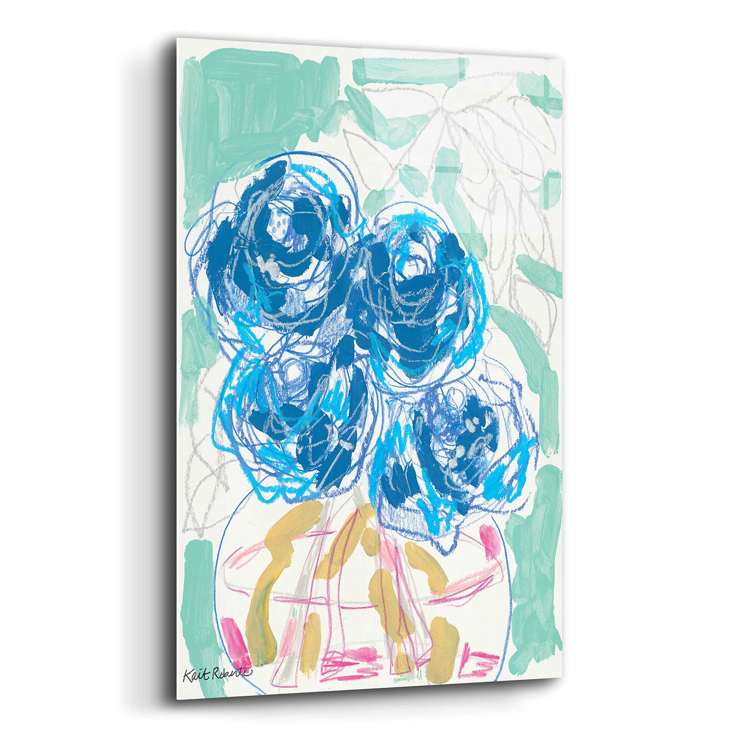 Kait Roberts 'Nightstand Blooms in Water' Acrylic Glass Wall Art - 16x24 Inches Modern Home Decor for Living Room, Bedroom & Office