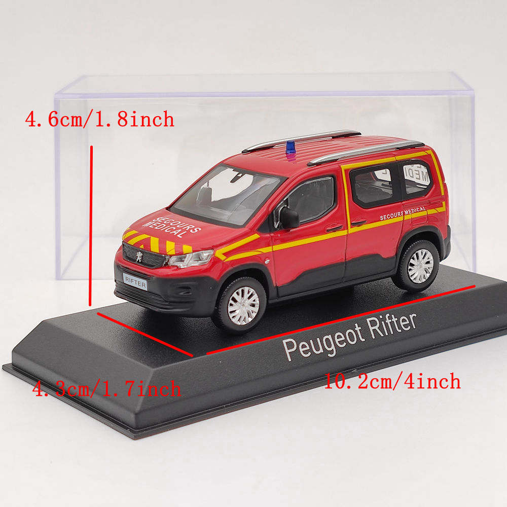 1/43 Scale Norev Peugeot Rifter Medical Rescue Red Diecast Model Car - Collectible Toy for Adults, Christmas Gift, Display & Diorama Scenes