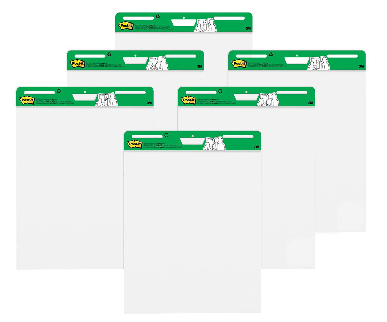 Post-it Super Sticky Easel Pad, 25 x 30 Inches, 30 Sheets/Pad, 6 Pads (559RP-VAD6) - Large White Recycled Premium Self Stick Flip Chart Paper with Strong Adhesive - Perfect for Office Meetings, Classroom Presentations & Brainstorming Sessions