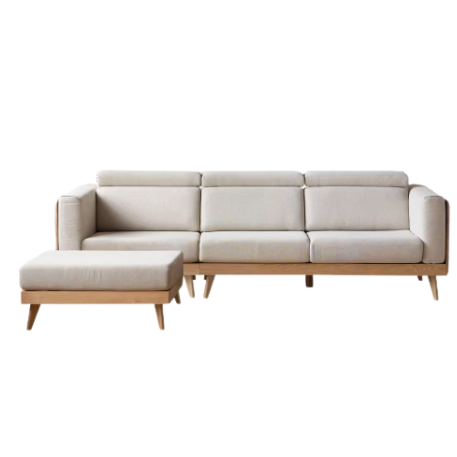 Oak & Ash Solid Wood Modern Fabric Sofa - Contemporary Living Room Furniture for Comfortable Lounging & Stylish Home Decor