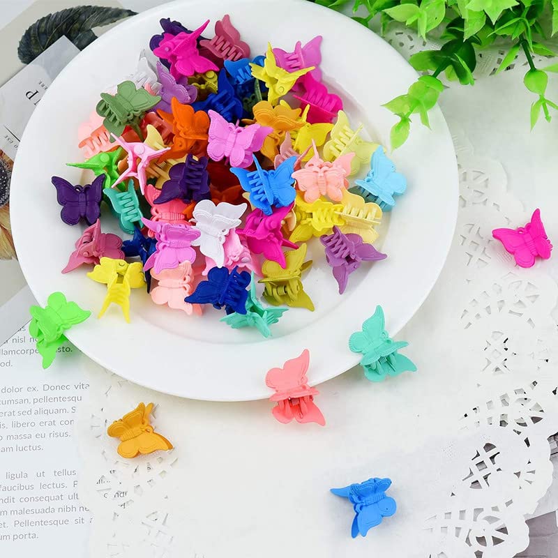 BELICIA 100 Packs Pastel Butterfly Hair Clips - Mini Cute Hair Accessories for Girls & Women, Matte Colors, 90s Style Hair Clips with Box - Perfect for School, Parties, and Everyday Hairstyles