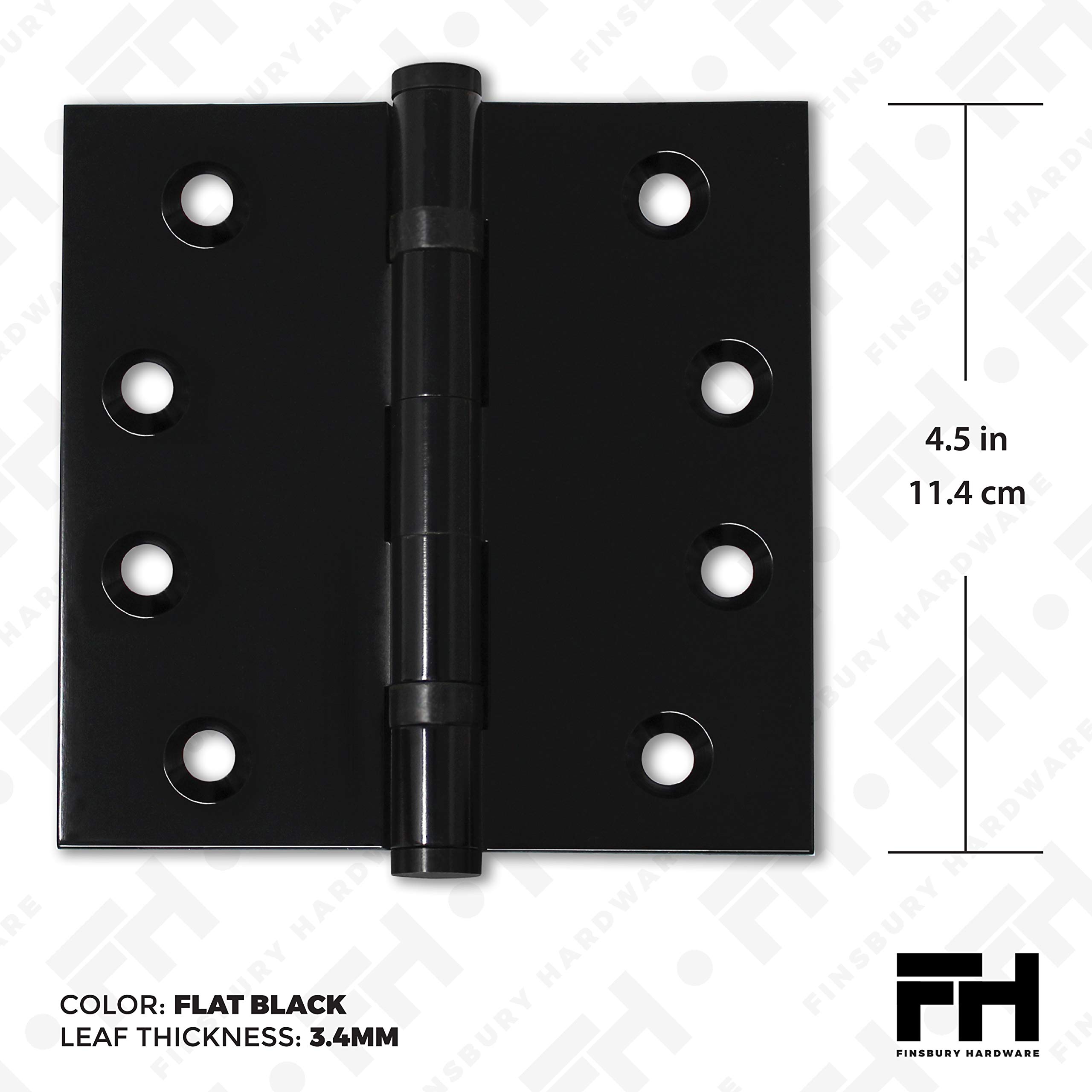 Heavy Duty Solid Brass Matte Black Door Hinges 4.5