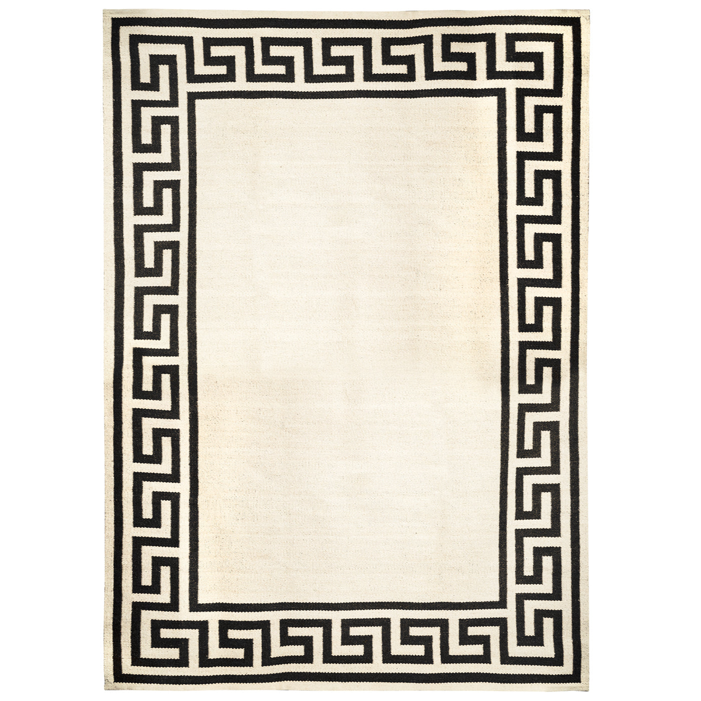 Greek Key Border Flatweave Rug - Classic Geometric Design Area Rug for Living Room, Bedroom, Dining Room & Office Decor