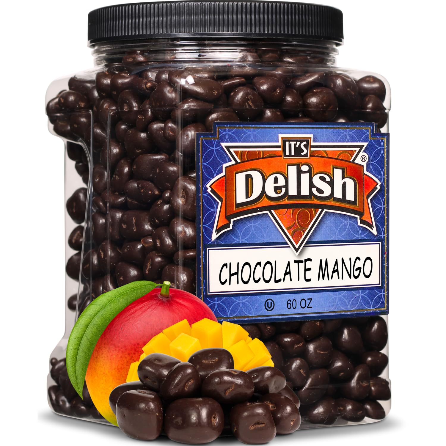 Premium Dark Chocolate Covered Dried Mango Slices - 60oz Bulk Gourmet Vegan Snacks | Dairy-Free, Kosher Certified | Perfect for Office Snacks, Gift Baskets & Healthy Desserts