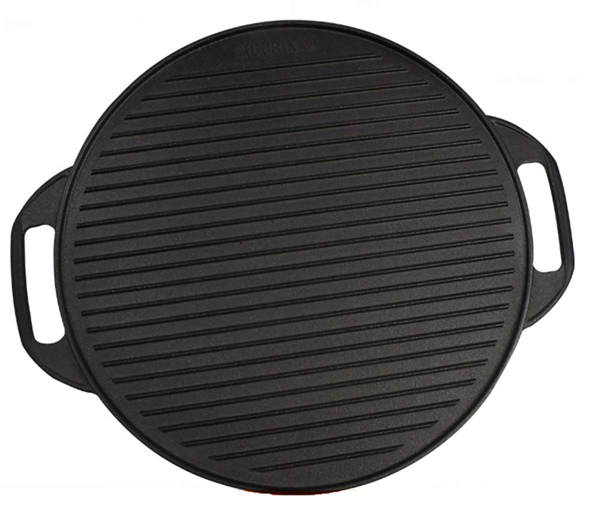 Cast Iron Double-Sided Grill and Griddle Pan - Reversible 41cm Baking Pan with Easy-Grip Handles - Perfect for Indoor/Outdoor Cooking, Camping & BBQ