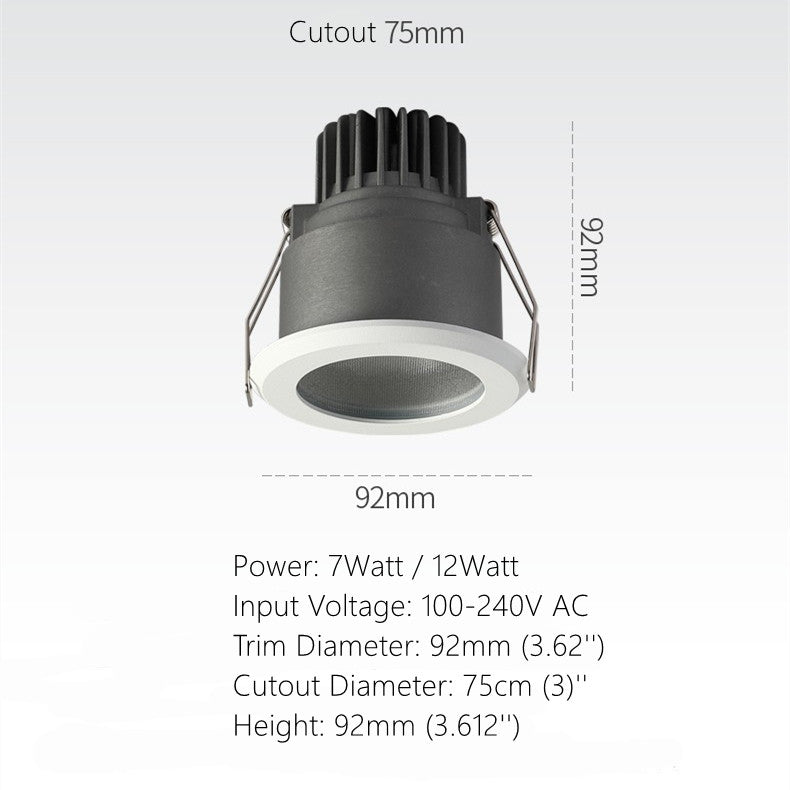 7W 12W 3 Inch Waterproof IP65 LED Downlight - 80+ CRI Round Vapor Proof Light for Shower, Sauna, Outdoor & Garage Lighting - Perfect for Bathrooms, Kitchens, and Patios