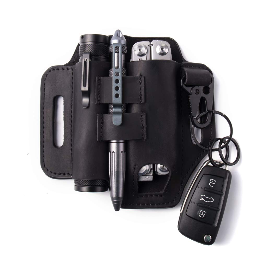 Leatherman Multitool Sheath - Premium Leather EDC Pocket Organizer with Key Holder & Flashlight Pouch | Belt Clip for Everyday Carry, Camping, Hiking & Outdoor Adventures