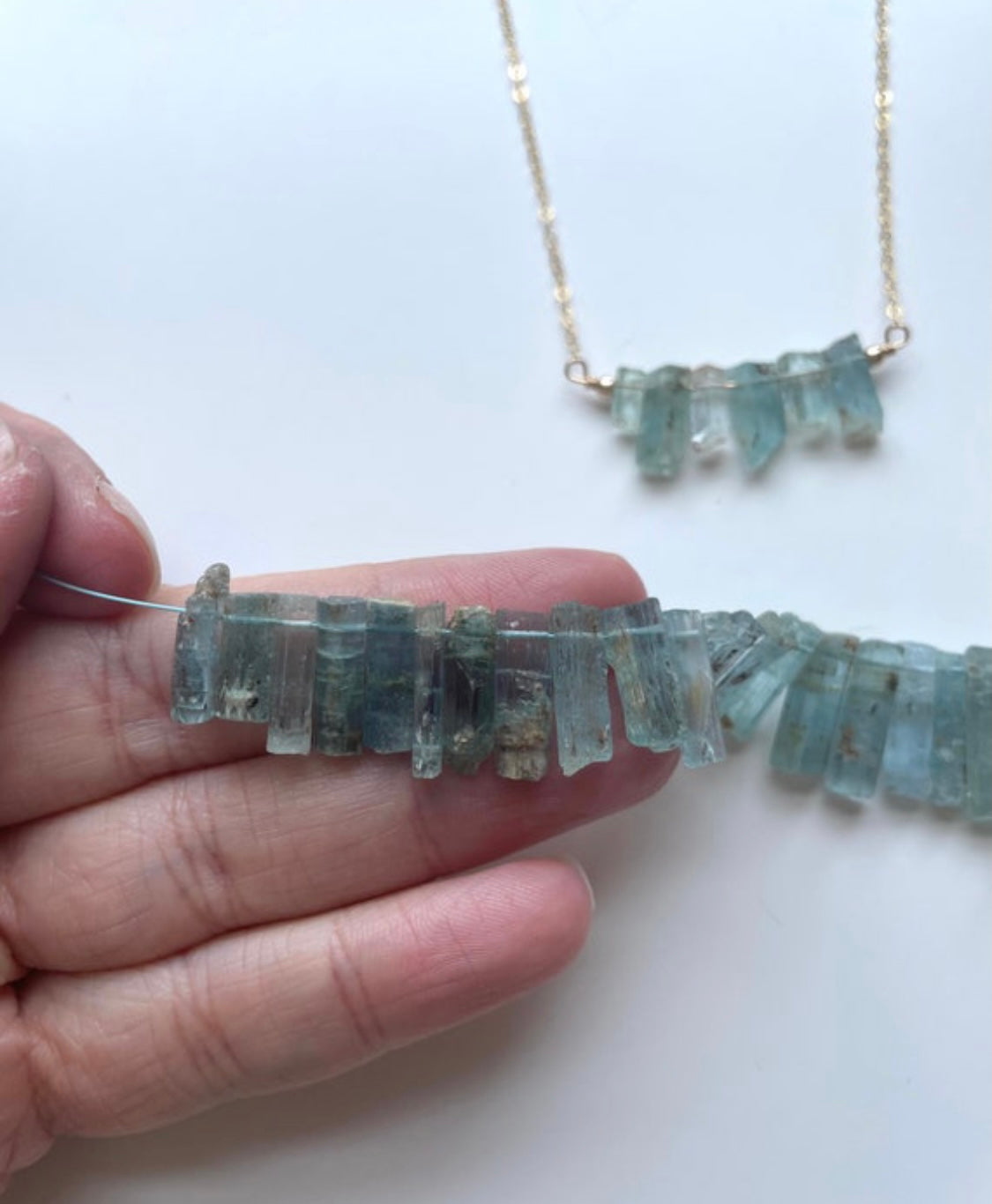 Natural Raw Aquamarine Bar Pendant Necklace - March Birthstone Jewelry for Women - Sterling Silver or Gold Filled Crystal Healing Necklace - Perfect for Daily Wear, Gift Giving & Spiritual Healing