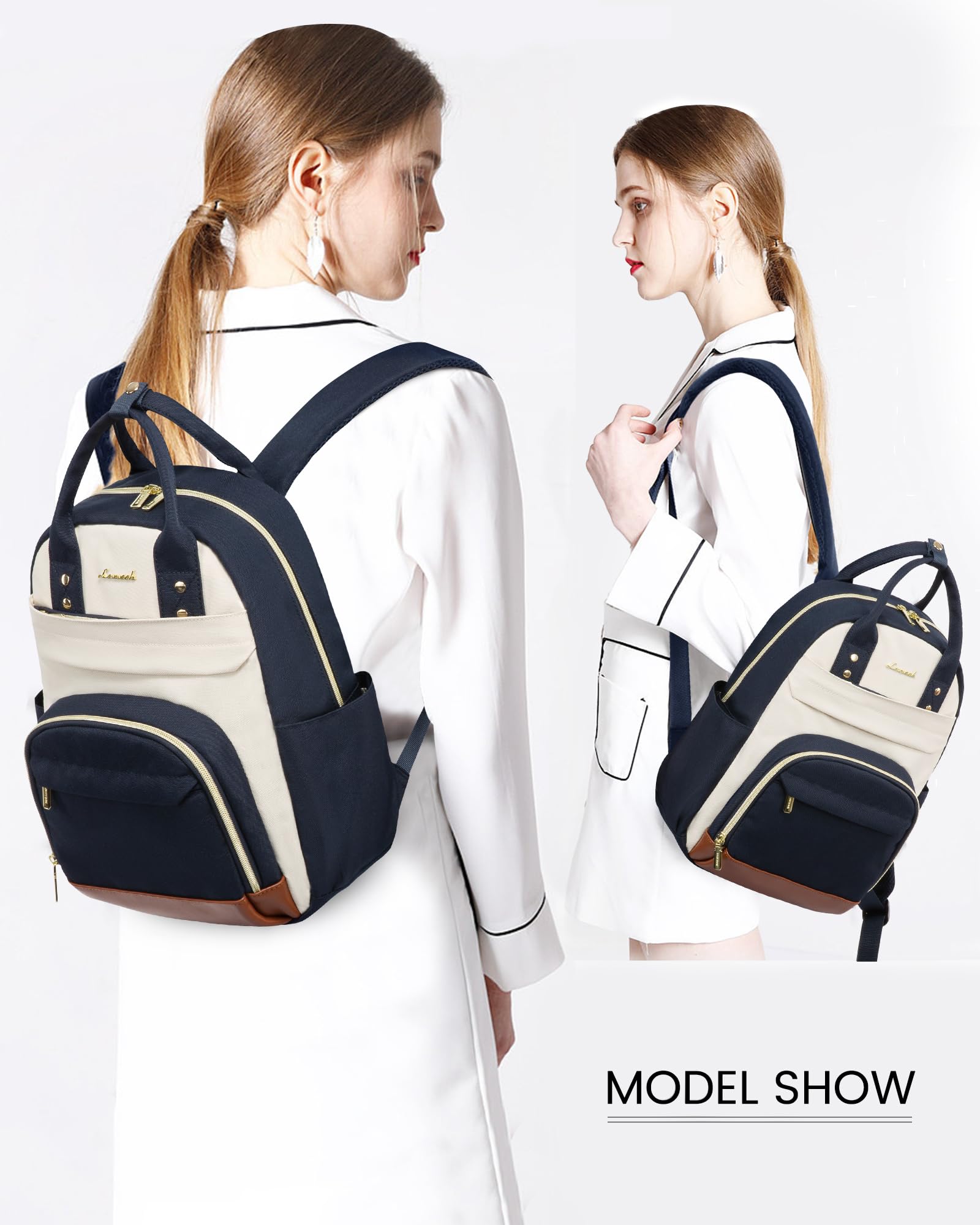 LOVEVOOK Women's Small Backpack Purse - Lightweight Mini Backpack for Daily Travel, Work & School - Stylish Dark Blue, Beige & Brown Options - Perfect for Commuting, Shopping & Weekend Outings