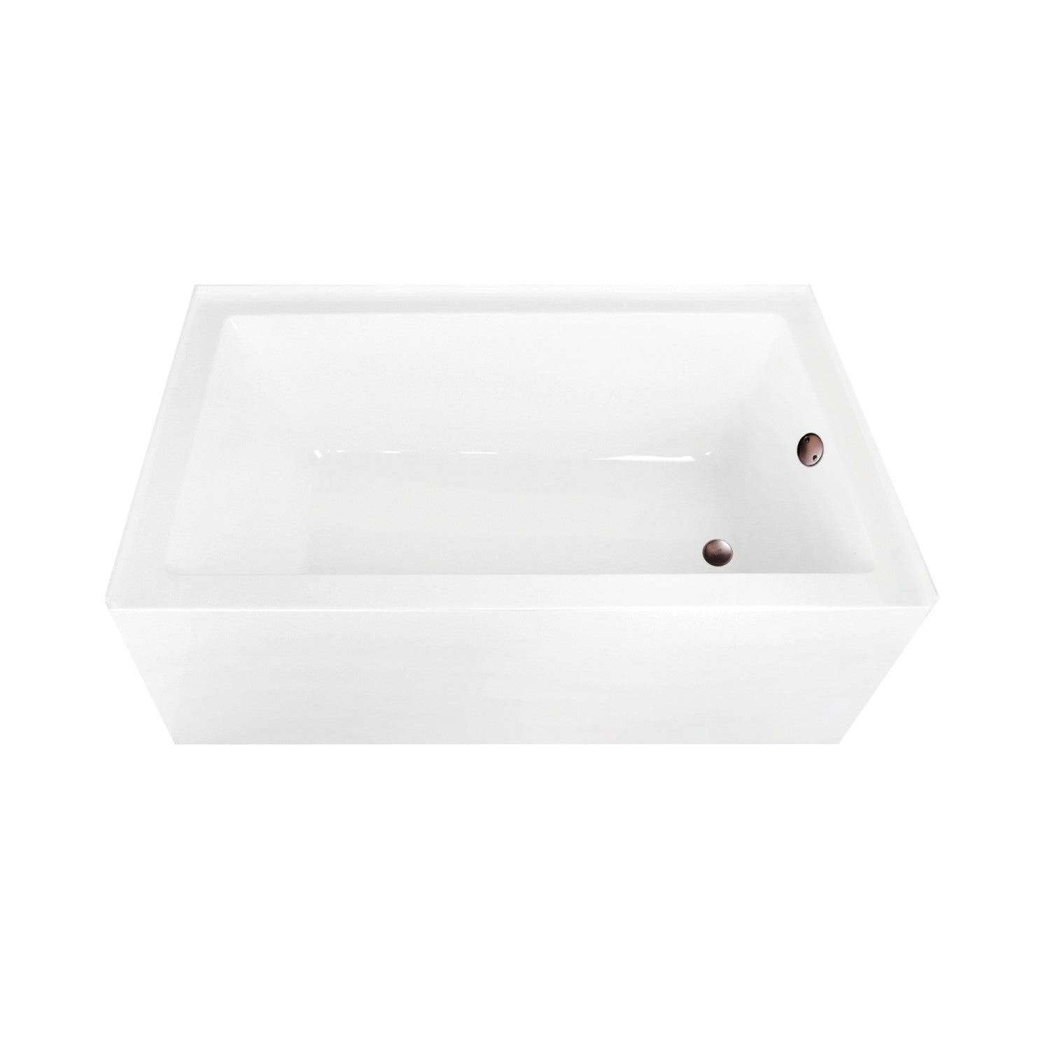 Aqua Eden 60 Inch Acrylic Rectangular 3 Wall Alcove Bathtub - Right Hand Drain, Glossy White/Oil Rubbed Bronze Finish | Perfect for Modern Bathroom Renovations, Spa-Like Retreats & Luxury Home Upgrades